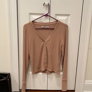 long sleeve button top